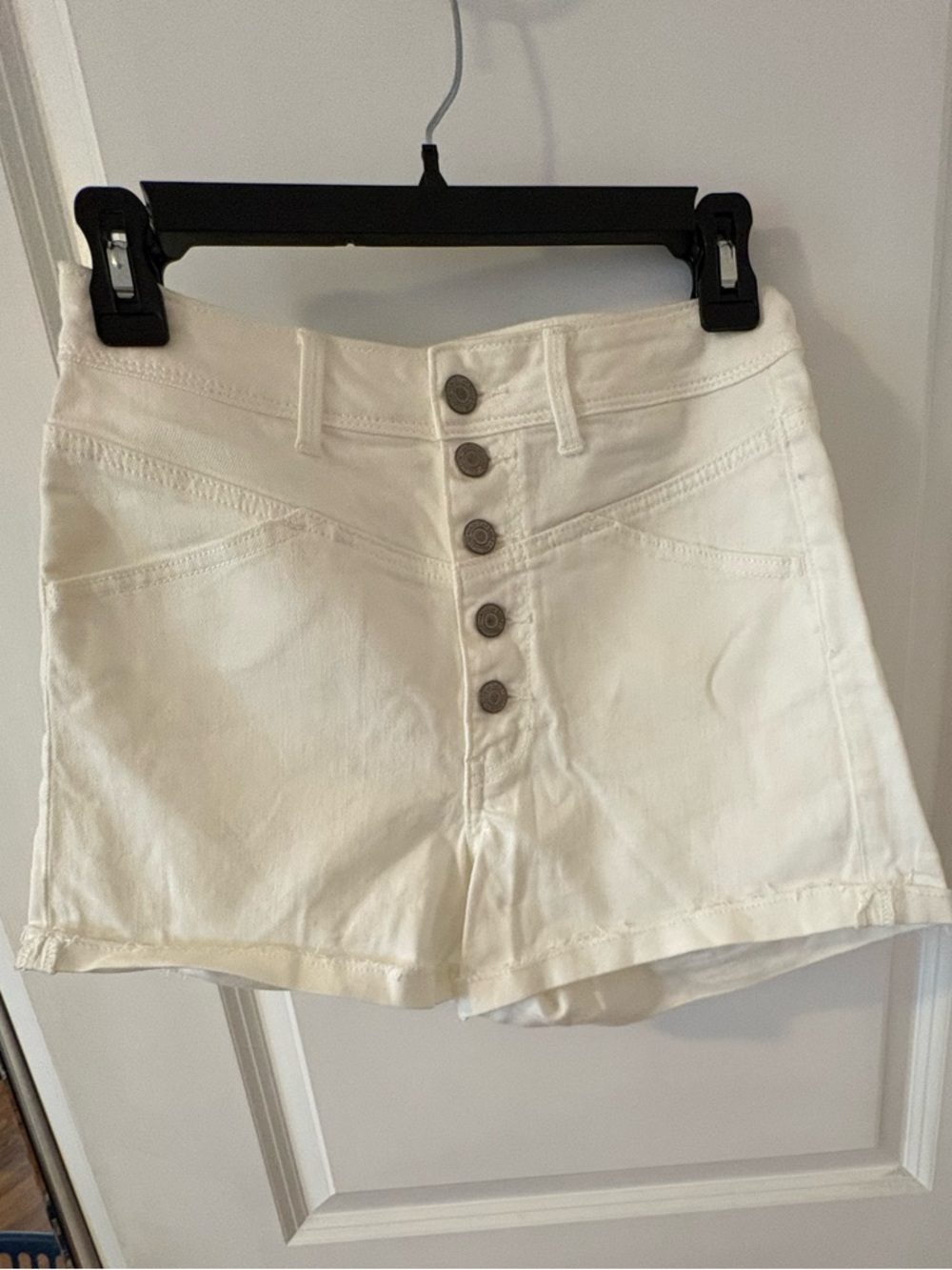 American Eagle Outfitters White Button-Front Jean Shorts
